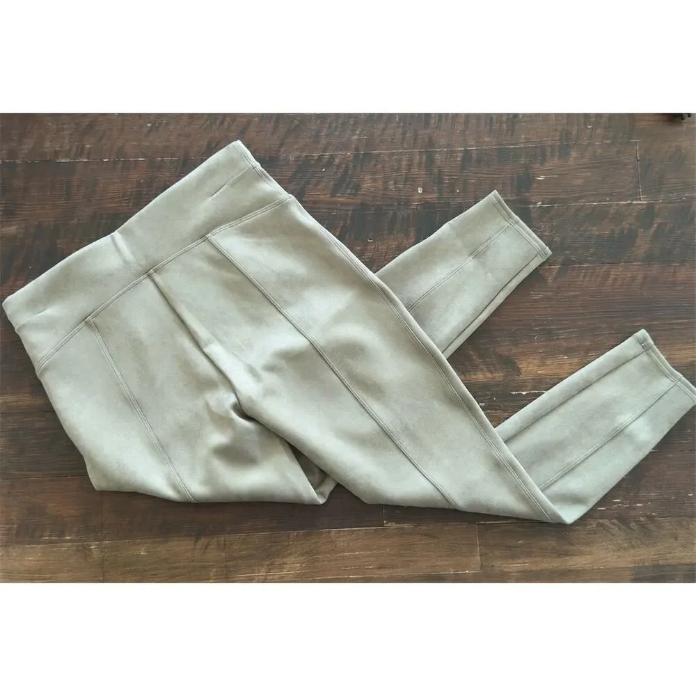 SPANX Women's Faux Suede High Waist Leggings Brown Size L‎ Petites